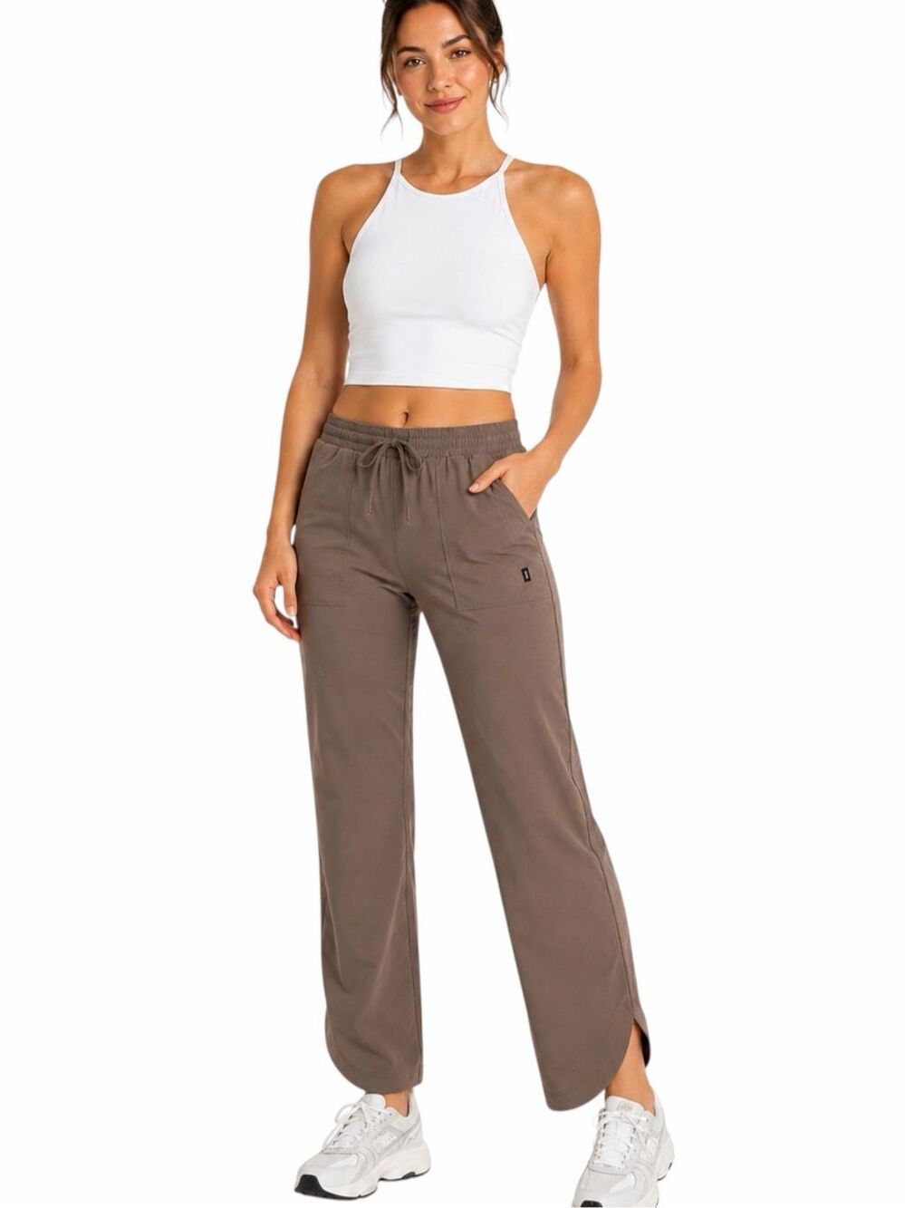PRANA Railay Scallop Pants Taupe Brown Small Regular